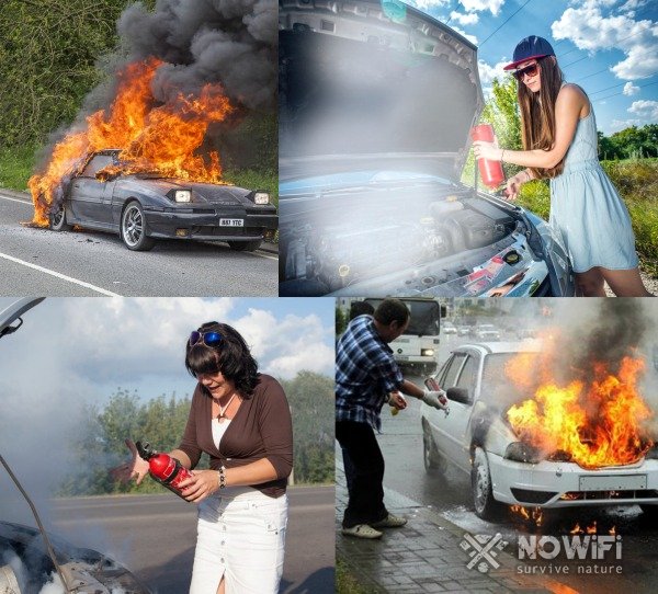 Действия при пожаре в автомобиле