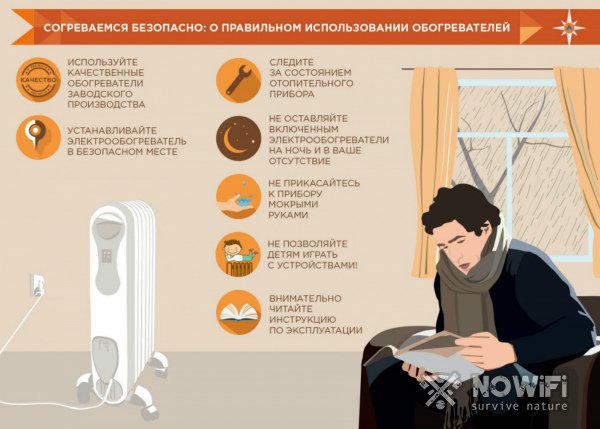 Меры предосторожности при использовании обогревателей